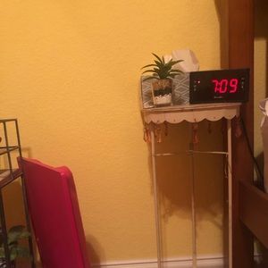 White bedside table, ancient